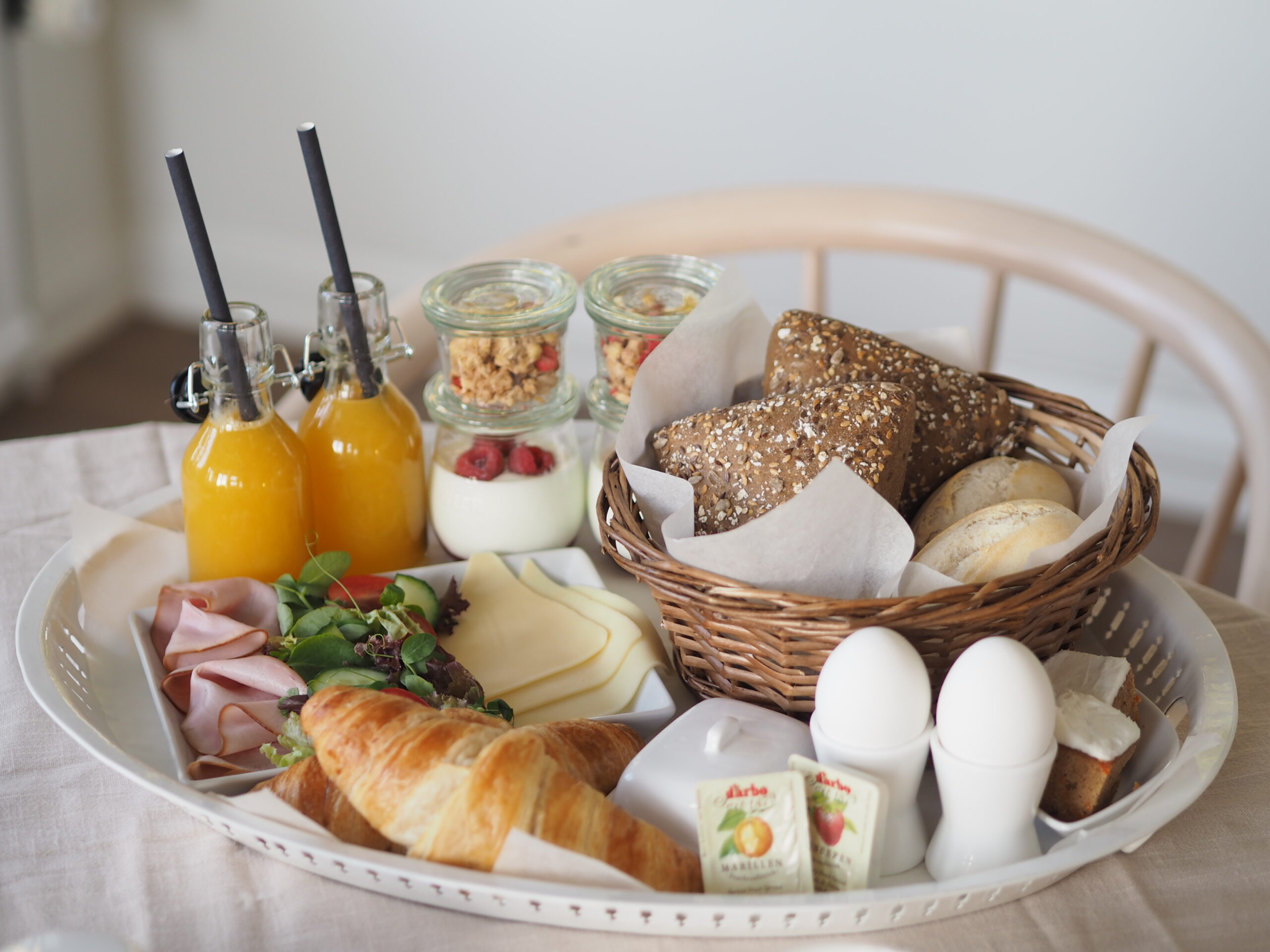 Breakfast spread at Rutgården B&B